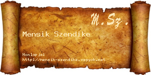 Mensik Szendike névjegykártya